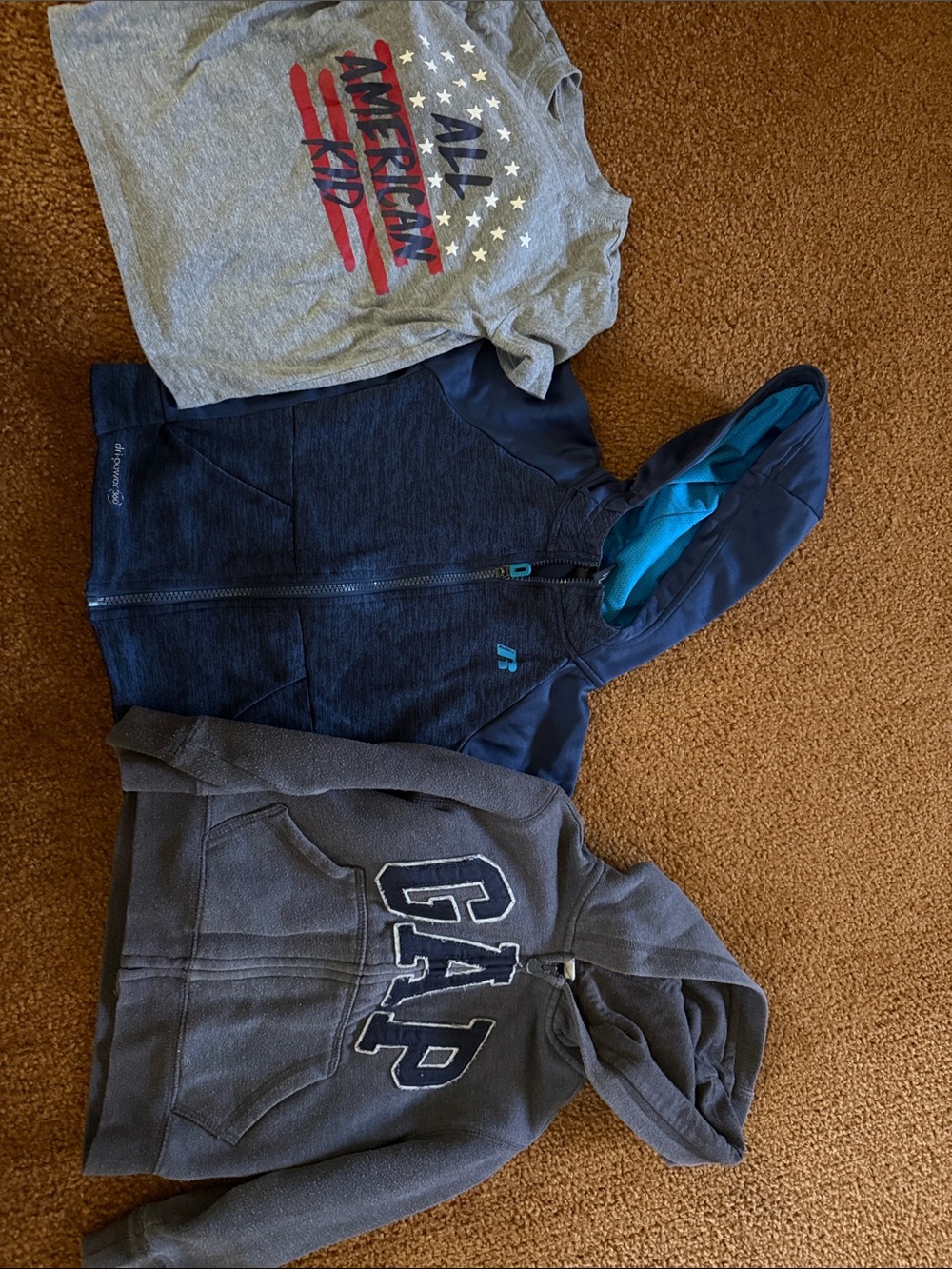 GAP  and Russell Kids Hooded Sweatshirts and tee size 4/5